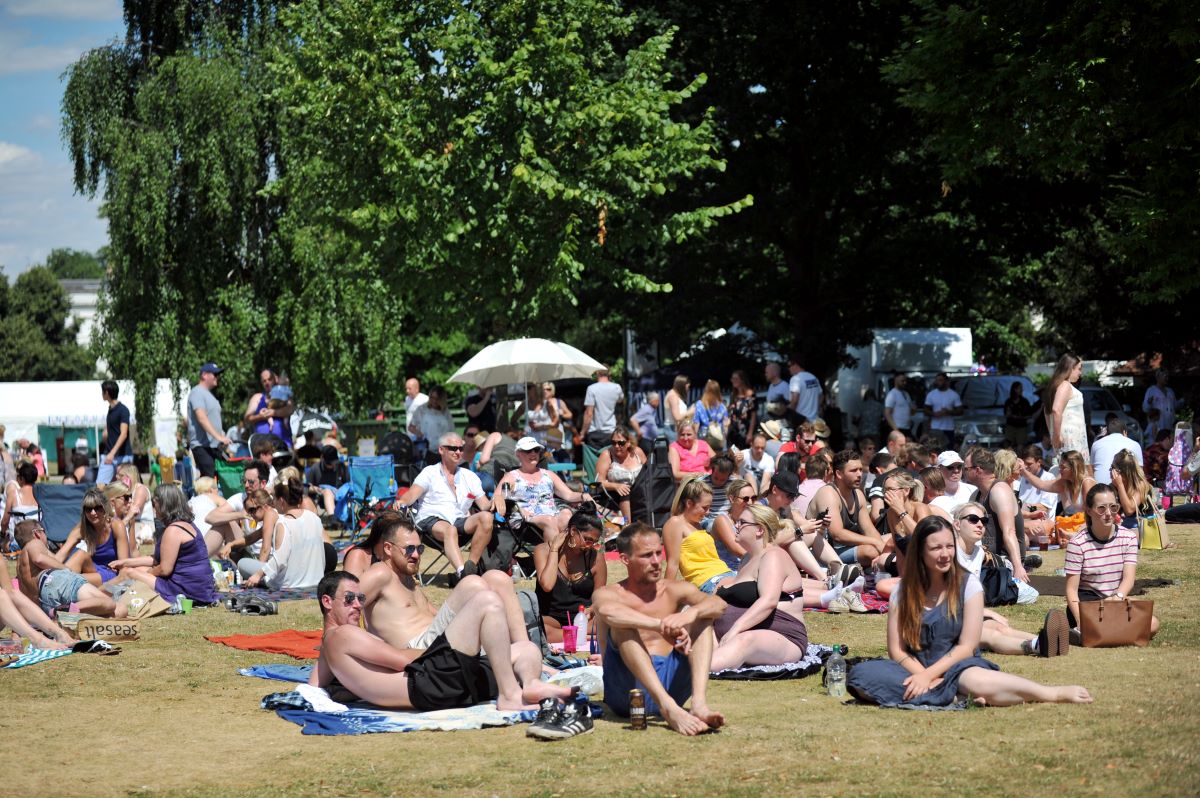 Crowds relaxing in Montpellier Park